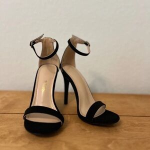 Dream Pairs Black Open-Toe Ankle-Strap Stilettos